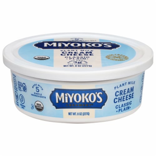 Miyoko's Creamery Classic Plain Plant Milk Cream Cheese Perspective: front