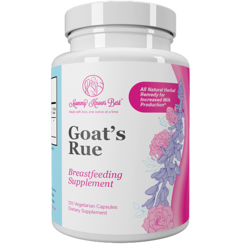 Mommy Knows Best® Goat's Rue Breastfeeding Supplement Vegetarian Capsules Perspective: front