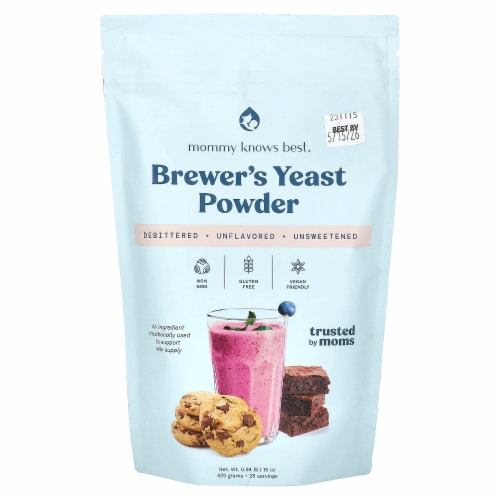 Mommy Knows Best® Gluten-Free Brewer's Yeast Powder Lactation Supplement Perspective: front