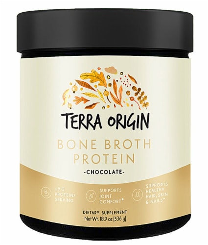 Terra Origin Chocolate Bone Broth Protein Powder Perspective: front