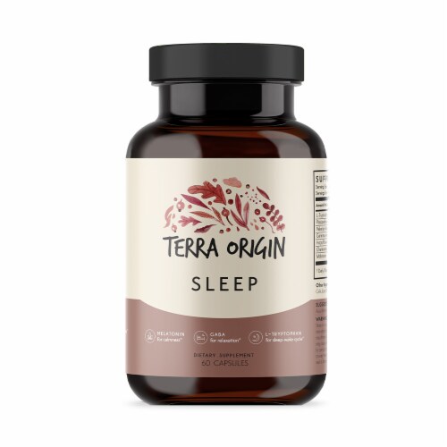 Terra Origin Sleep Dietary Supplement Capsules Perspective: front