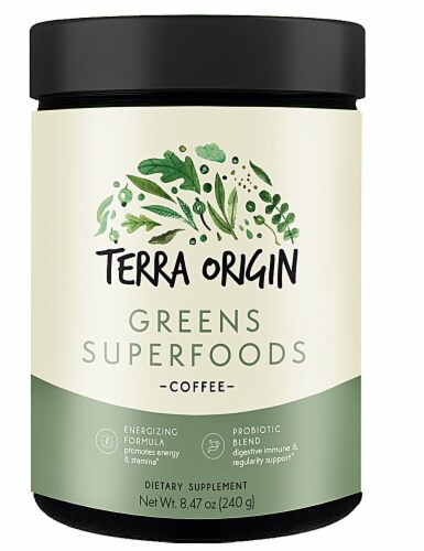 Terra Origin  Greens Superfoods Powder   Coffee Perspective: front