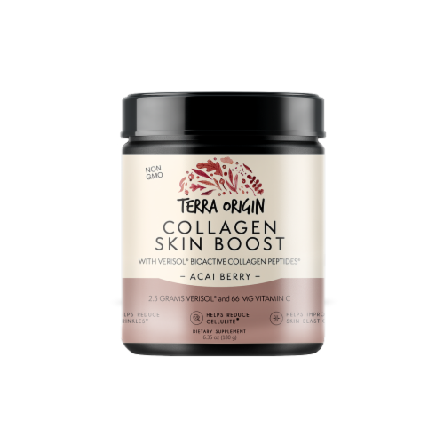Terra Origin Collagen Skin Boost Acai Berry Dietary Supplement Perspective: front