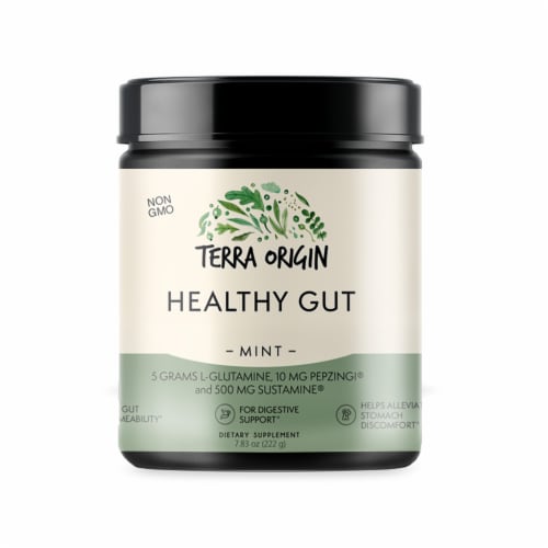 Terra Origin Healthy Gut Mint Powder Perspective: front