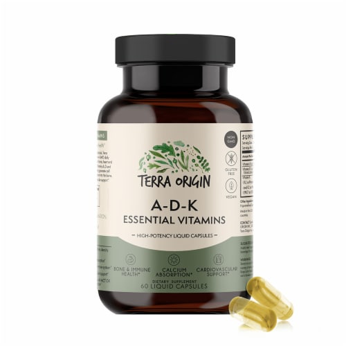 Terra Origin A-D-K Vitamins Liquid Capsules Perspective: front
