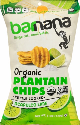 Barnana Organic Ridged Acapulco Lime Plantain Chips Perspective: front