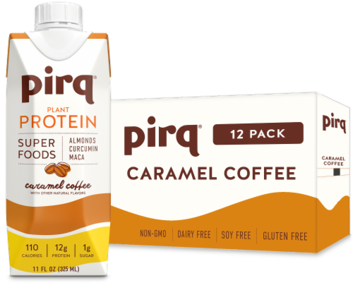 Pirq® Caramel Coffee Plant-Based Protein Shake Perspective: front