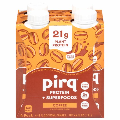 Pirq® Caramel Coffee Plant-Based Protein Shake Perspective: front