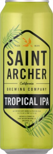Saint Archer Brewing Company Tropical IPA Beer Perspective: front