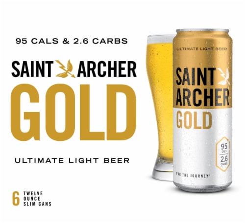 Saint Archer Brewing Company Gold Light Lager Beer Perspective: front