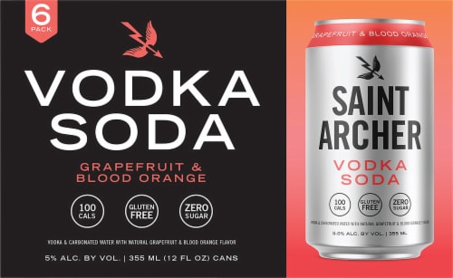 Saint Archer Brewing Company Grapefruit and Blood Orange Vodka Soda Perspective: front