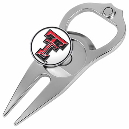 Hat Trick Openers 6 In 1 Golf Divot Tool - Texas Tech Red Raiders Perspective: front