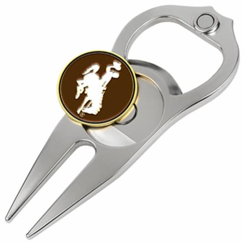 Hat Trick Openers 6 In 1 Golf Divot Tool - Wyoming Cowboys Perspective: front