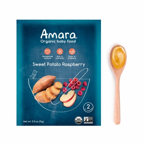 Amara  Organic Baby Food Stage 2   Sweet Potato Raspberry Perspective: front
