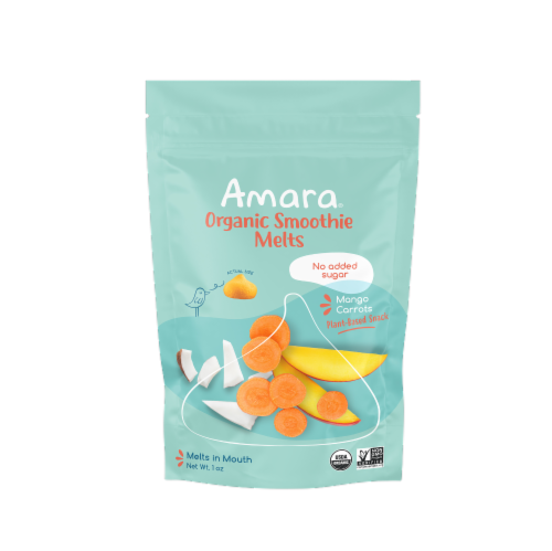 Amara Mango Carrots Organic Smoothie Melts 6 Count Perspective: front