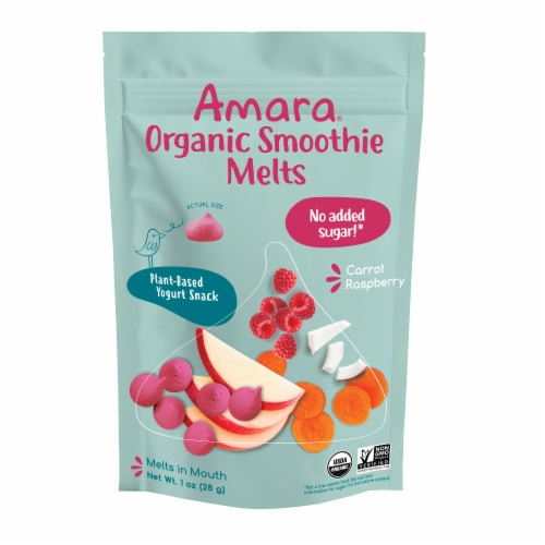 Amara® Carrot Raspberry Organic Smoothie Melts Snack Perspective: front