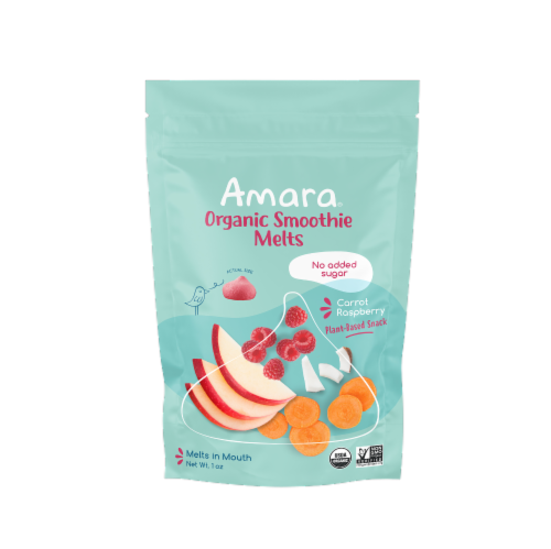 Amara Carrot Rasberry Freeze Dried Smoothie Melts Perspective: front