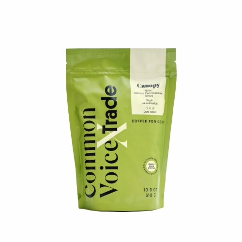 Common Voice Canopy Dark Roast Whole Bean Coffee Perspective: front