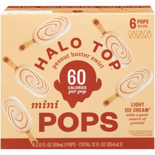 Halo Top Pops Peanut Butter Swirl Ice Cream Pops 6 Count Perspective: front