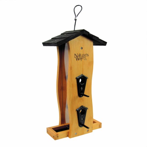 Natures Way Bird Products 2 qt Vertical Wave Feeder  Bamboo Perspective: front