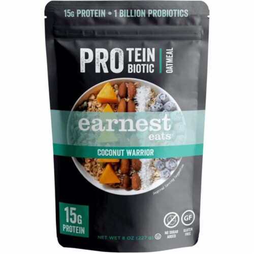 Earnest Eats 8-57920-00508-6 8 oz Coconut Warrior Superfood Oatmeal Pantry Bag Oats Perspective: front