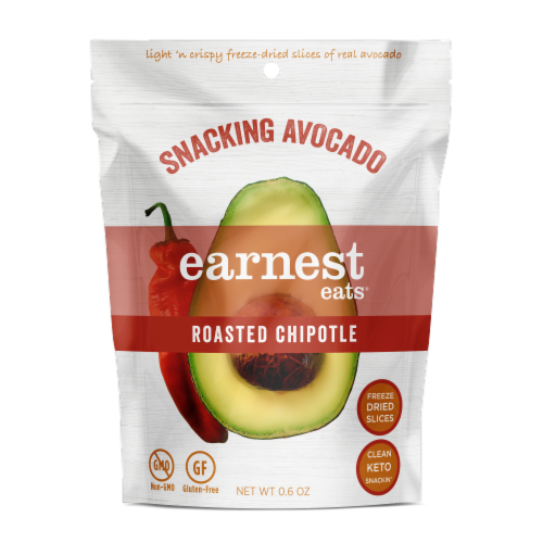 Earnest Eats Dried Avocado Slices - Roasted Chipotle Perspective: front