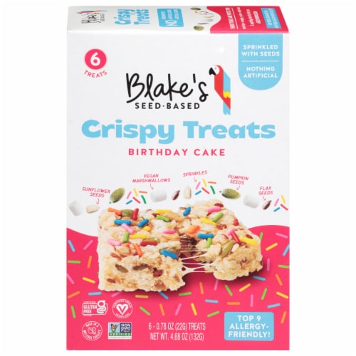 Blake's Seed-Based Birthday Cake Crispy Treats Perspective: front