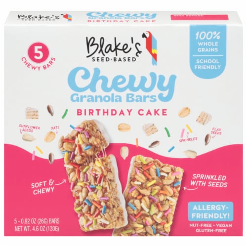 Blake's Seed-Based Birthday Cake Chewy Granola Bars Perspective: front