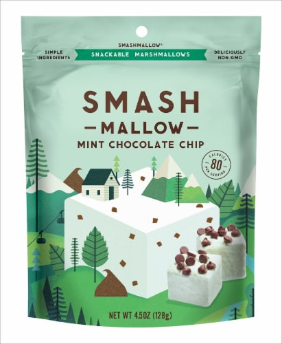 Smash Mallow Mint Chocolate Chip Marshmallows Perspective: front