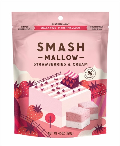 Smash Mallow Strawberry & Cream Snackable Marshmallows, 4.5