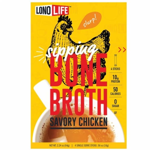 Lonolife Savory Chicken Bone Broth Stick Packs Perspective: front