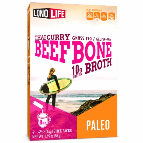 Lonolife Thai Curry Beef Bone Broth Stick Packs Perspective: front
