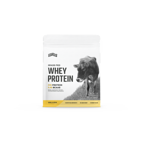 Levels® Grass Fed Vanilla Bean Whey Protein Powder Perspective: front