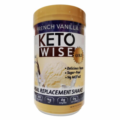 Keto Wise Gold French Vanilla Meal Replacement Shake Perspective: front