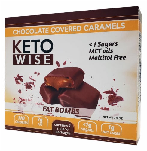 Keto Wise Chocolate Covered Caramels Fat Bombs Perspective: front