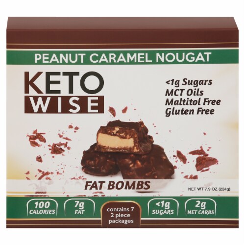 Keto Wise Peanut Caramel Nougat Fat Bombs Perspective: front