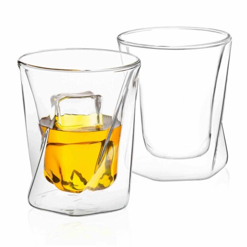 Lacey Double Wall Double Old Fashion Whiskey Glasses - 10 oz - Set of 2 ...