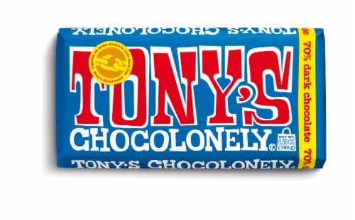 Tony's Chocolonely® 70% Dark Chocolate Bar Perspective: front