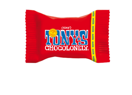 Tony's Chocolonely Tiny Milk Chocolate Bar Perspective: front