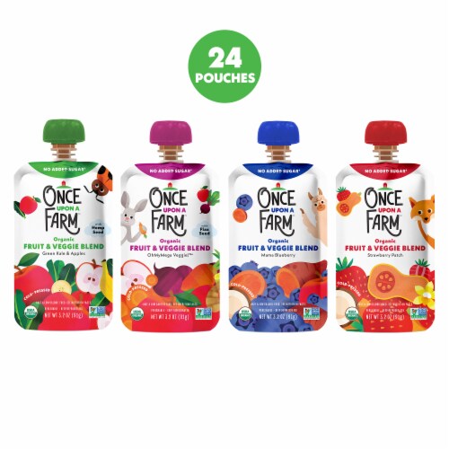 Once Upon a Farm | Organic Cold-Pressed Fruit & Veggie Blend | Snack Pack of 24 Perspective: front