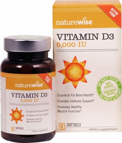 Naturewise Vitamin D3 Softgels 5000IU Perspective: front