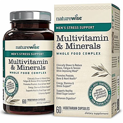 Naturewise  Men's Stress Support Multivitamin Whole Food Complex Perspective: front