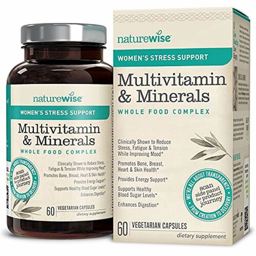 Naturewise  Women's Stress Support Multivitamin Whole Food Complex Perspective: front