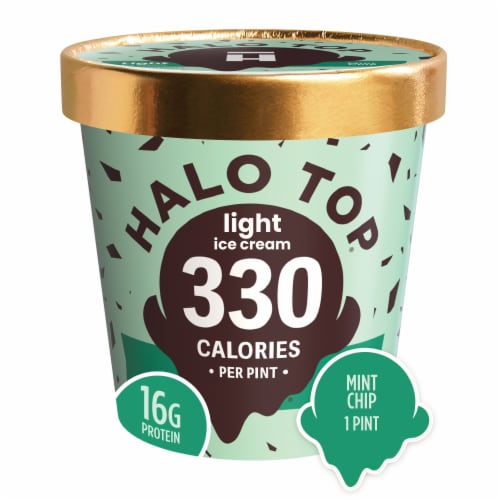 Halo Top® Mint Chocolate Chip Light Ice Cream Pint Perspective: front