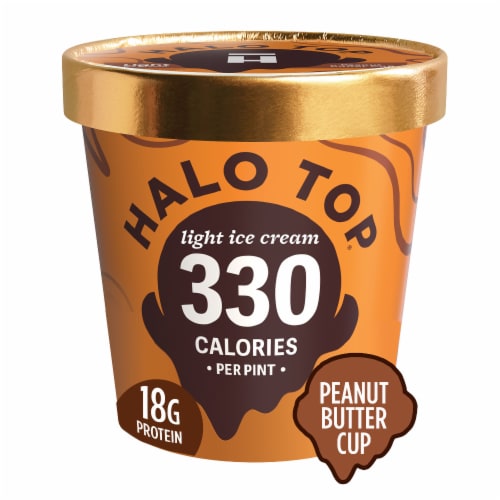 Halo Top Peanut Butter Cup Light Ice Cream Perspective: front
