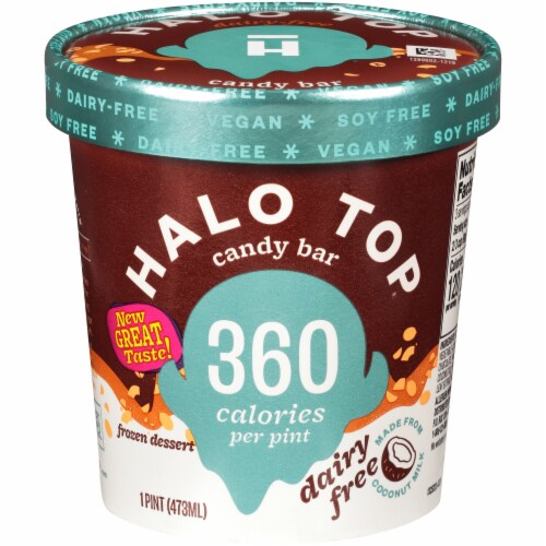 Halo Top Dairy-Free & Soy-Free Vegan Candy Bar Frozen Dessert Perspective: front