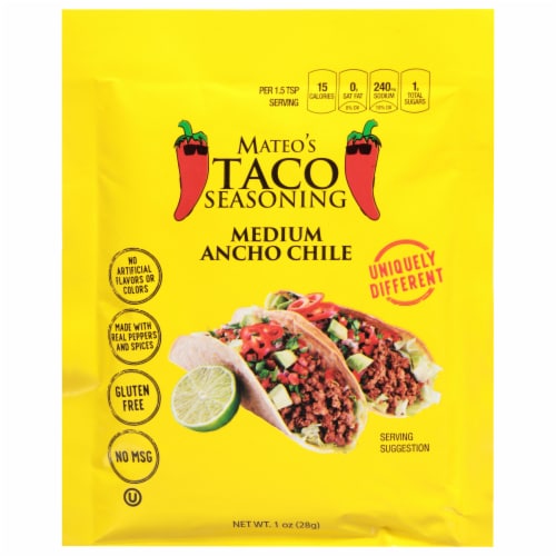 Mateo's Medium Ancho Chile Taco Seasoning Perspective: front