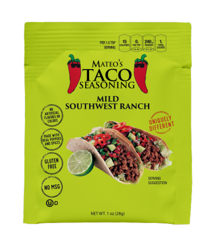 Mateo's Mild Southwest Ranch Taco Seasoning Perspective: front