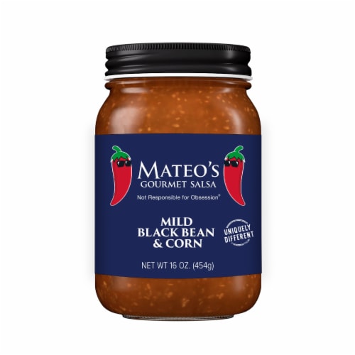 Mateo's Mild Black Bean & Corn Gourmet Salsa Perspective: front