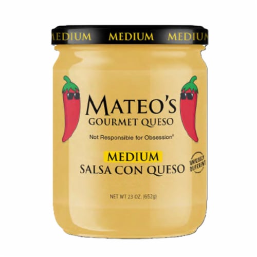 Mateo's Medium Salsa Con Queso Gourmet Queso Perspective: front